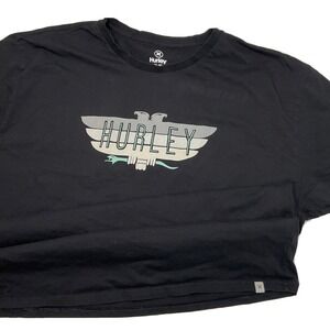 Hurley Shirt Men Sz 2XL Crewneck Graphic Tee Short Sleeve Black Casual
